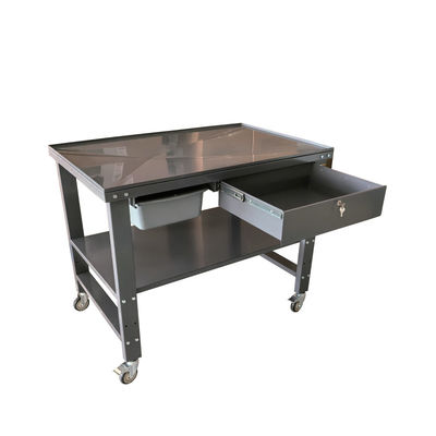 Mobile Workbench: 150kg Load, Fluid Pan, Lockable Casters for Auto Shop/Workshop