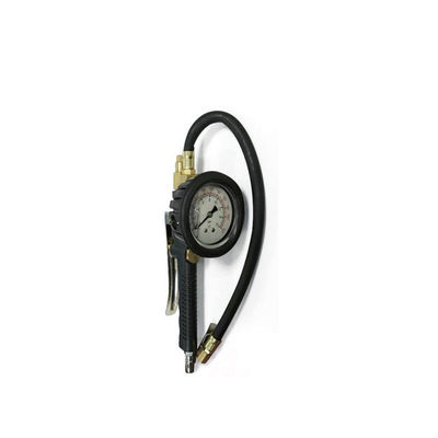 Tire Gauge w/Inflation Gun: 0-15bar, Short Hose for Cars/Motorcycles/Bicycles