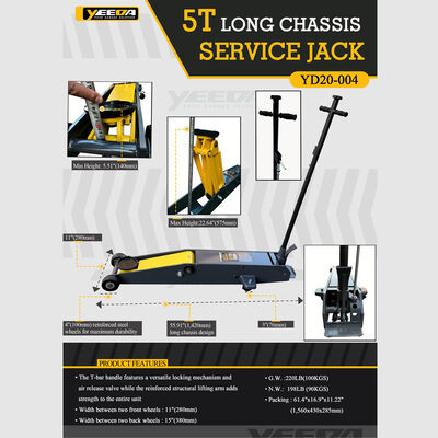5T Long Chassis Service Jack, 22.64" Lifting Height for Auto Repair/Industrial Lifting